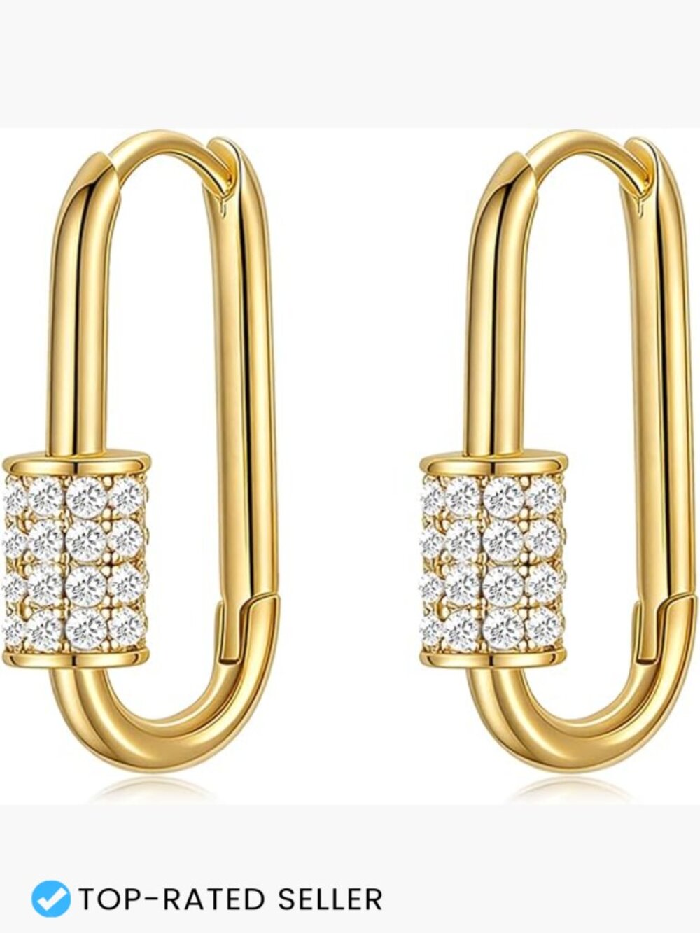 Paperclip Hoop Earrings Huggie 14K Gold Plated CZ Hypoallergenic Dainty Chic